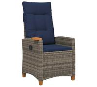 Mokuyary Sedia reclinabile con vassoio da tè 62 x 64 x 112 cm polyrattan, sedia da terrazza per esterni, giardino, piscina, balcone, cortile A5