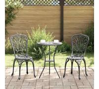 Mokuyary Set Bistro da Giardino 3 Pezzi Nero Alluminio Mobili A