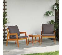 Mokuyary Set bistrot con cuscino 3 pezzi marrone legno di acacia massiccio tavolo e sedie, mobili da giardino per terrazza, giardino, balcone -B