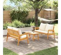 Mokuyary Set bistrot con cuscino 3 pezzi marrone legno di acacia massiccio tavolo e sedie, mobili da giardino per terrazza, giardino, balcone -A