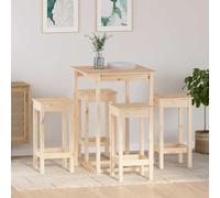 Mokuyary Set da bar 5 pezzi in legno di pino massiccio tavolo da bar e sedie, mobili da giardino per terrazza, giardino, balcone -A