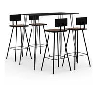 Mokuyary Set da bar 5 pezzi Nero Tavolo e Sedie, Mobili da Giardino per Terrazza, Giardino, Balcone -A