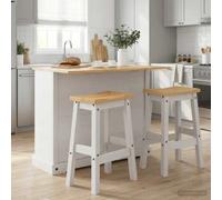 Mokuyary Set da cucina isola Corona 3 pezzi bianco e cera di miele