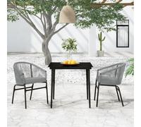 Mokuyary Set da pranzo da giardino, 3 pezzi, grigio per 2 persone, mobili da tavolo con 2 sedie per terrazza, giardino, balcone, A19