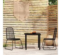 Mokuyary Set da pranzo da giardino, 3 pezzi, nero per 2 persone, mobili da tavolo con 2 sedie per terrazza, giardino, balcone, A19
