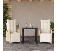 Mokuyary Set da pranzo da giardino e cuscini 3 pezzi Beige Poly Rattan per 2 persone, mobili da tavolo con 2 sedie per terrazza, giardino, balcone, A19