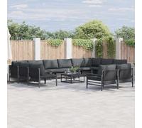 Mokuyary Set di 12 divani da giardino con cuscino, set di mobili da giardino in acciaio, per esterni, per terrazze, balcone, giardino -C