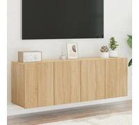Mokuyary Set di 2 armadi da parete per TV, in rovere Sonoma, 60 x 30 x 41 cm, sospesi con 2 ante e scomparti, unità TV sospesa, da parete, per soggiorno, ufficio