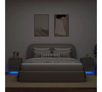 Mokuyary Set di 2 armadietti da comodini e luci a LED Sonoma grigio tavolino con punta del divano, armadio laterale facile da montare per camera da letto, soggiorno