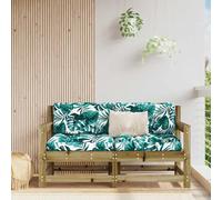 Mokuyary Set di 2 sedie da giardino con cuscino, in legno di pino impregnate, per terrazza, giardino, balcone