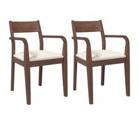 Mokuyary Set di 2 sedie da pranzo con cuscino, colore marrone, in legno massello di gomma, per sala da pranzo, cucina, soggiorno, ufficio -N