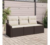Mokuyary Set di 3 divani con cuscino, colore marrone, in rattan sintetico, per esterni, per terrazze, balcone, giardino