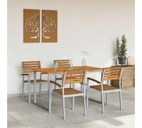 Mokuyary Set di 5 mobili da giardino in legno massello di acacacia, set di mobili da giardino con sedie e tavolo, mobili da balcone, per terrazza, giardino, balcone -A