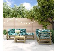 Mokuyary Set di 6 mobili da giardino in legno di pino impregnato, set da giardino, per terrazze, balconi, giardini