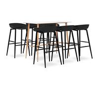 Mokuyary Set di 7 pezzi Bar Bianco e Nero Tavolo e Sedie, Mobili da Giardino per Terrazza, Giardino, Balcone -B