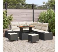 Mokuyary Set di 8 divani da giardino con cuscino, set di mobili da giardino in polyrattan, per esterni, per terrazze, balconi, giardini, A35