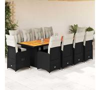 Mokuyary Set di Bistro da Giardino 11 Pezzi Cuscini Nero Mobili N