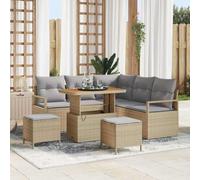 Mokuyary Set di divani da giardino con cuscino, 8 pezzi, beige e grigio chiaro, balcone, giardino, lounge ad angolo, salottino, mobili da giardino, divano da giardino, 90 cm, colore grigio chiaro