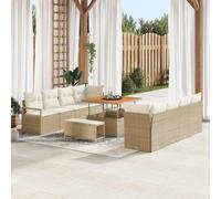 Mokuyary Set di divani da giardino con cuscino, beige e crema, 100 x 100 x 71 cm, set da giardino per esterni, balcone, giardino