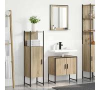 Mokuyary Set di mobili da bagno con mensola con porta 3 pezzi marrone legno cassettiera bagno bagno cucina soggiorno corridoio A7