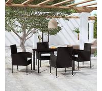 Mokuyary Set di mobili da giardino con sedie e tavolo, set da 5 pezzi, colore nero, per terrazze, giardino, balcone A8