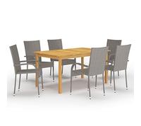 Mokuyary Set di mobili da giardino con sedie e tavolo, set da 7 pezzi, grigio