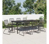 Mokuyary Set di mobili da giardino in rattan PVC, nero, set da giardino con sedie e tavolo, per terrazze, giardino, balcone -A