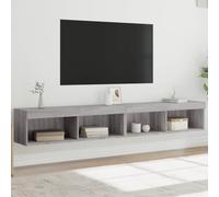 Mokuyary Sonoma - Armadi per TV con luci a LED, 2 pezzi, grigio, 100 x 30 x 30 cm, con scomparti sospesi, da parete, per soggiorno, ufficio