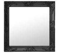 Mokuyary Specchio da parete in stile barocco 60 x 60 cm, nero, specchio da appendere da bagno cosmetico montaggio a parete per camera da letto, soggiorno, mobile lavabo, ingresso, corridoio