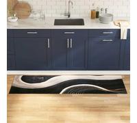 Mokuyary Tappeto da cucina Art Deco, nero, 180 x 60 cm, in velluto, lavabile, corridoio, antiscivolo, morbido, ingresso, cucina, bedroom, ponti Hallway Carpet