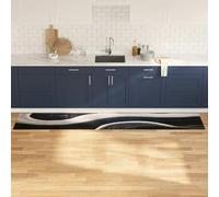 Mokuyary Tappeto da cucina Art Deco, nero, 300 x 60 cm, in velluto, lavabile, corridoio, antiscivolo, morbido, ingresso, cucina, bedroom, ponti Hallway Carpet