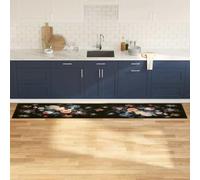 Mokuyary Tappeto da cucina Floreale Nero 300 x 60 cm Velluto Lavabile Corridoio Corridoio Antiscivolo Morbido Anteriore Cucina Bedroom Ponti Hallway Carpet