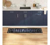 Mokuyary Tappeto da cucina Toile-de-Jouy, nero, 150 x 45 cm, lavabile, per corridoio, antiscivolo, morbido, ingresso, cucina, bedroom, ponti Hallway Carpet