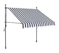 Mokuyary Tenda manuale retrattile con LED 150 cm blu e bianco giardino | Marquise Brise Soleil de Balcone, Tenda da sole per Patio, Terrazza, Esterno
