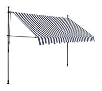 Mokuyary Tenda manuale retrattile con LED 300 cm blu e bianco giardino | Marquise Brise Soleil de Balcone, Tenda da sole per Patio, Terrazza, Esterno