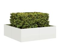 Mokuyary Vaso per piante, bianco, 100 x 100 x 30 cm, in acciaio, rettangolare, grande, per interni ed esterni, resistente al gelo, protezione UV