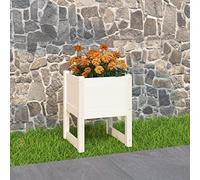 Mokuyary Vaso per piante, bianco, 40 x 40 x 52,5 cm, in legno massello di pino rettangolare, grande, per interni ed esterni, resistente al gelo, protezione UV