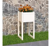Mokuyary Vaso per piante, bianco, 40 x 40 x 81 cm, in legno massello di pino rettangolare, grande fioriera per interni ed esterni, resistente al gelo, protezione UV
