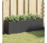 Mokuyary Vaso per piante con 3 vasi, 2 pezzi, nero, 105 x 30 x 32 cm, in rattan sintetico, per ortaggi, fiori e piante grasse, per giardino, terrazza