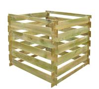 Mokuyary Vassoio per compost a doghe, 0,54 m3, quadrato, in legno, contenitore per compost per rifiuti, Compostore per orto e giardino