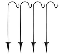 Mokyler - Ganci da pastori, 50,47 cm, colore nero, resistente gancio in metallo per luci a energia solare, per uccelli e fiori, decorazione per matrimoni, 4 pezzi