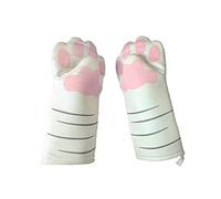 Mokyler Guanti da forno spessi divertenti gatti bianchi artiglio cottura presina guanti isolanti cucina forno microonde guanti in cotone anti-scottatura strumenti da cucina, 1 paio