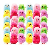 Mokyler Set di 36 Pulcini Pasquali di Colori Misti - Mini Soffici Ornamenti 3,8 cm - Grazioso Peluche Con Piume per Decorazioni Torte e Cestini Pasquali