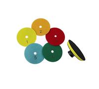 Mola a tazza diamantata, 5 pezzi + supporto M14 4" Premium Qulity diamante rotondo flessibile lucidatura a secco disco abrasivo for marmo pietra vetro macinazione(12345M14)