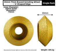 Mola diamantata a forma di V brasata sottovuoto a secco 3 pollici 75 mm per piet