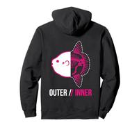 Mola Mola Anatomia Scheletro X-Ray Rosa Sunfish Split View Felpa con Cappuccio