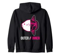 Mola Mola Anatomia Scheletro X-Ray Rosa Sunfish Split View Felpa con Cappuccio