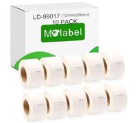 Molabel - 10 rotoli di etichette autoadesive 99017, compatibili con DYMO S0722460, 12 mm x 50 mm, per un totale di 2200 etichette, adatte per etichette per raccoglitori, compatibili con LabelWriter