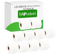 Molabel - 10 rotoli di etichette autoadesive 99019, compatibili con DYMO S0722480, 59 mm x 190 mm, per un totale di 1100 etichette multiuso per raccoglitori grandi, adatte per LabelWriter serie 450 e
