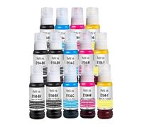 Molabel 14 Flaconi 5bk3c3y3m compatibili con Epson 104, per EcoTank ET-1810,2710,2711,2712,2714,2715,2720,2721,2726,2810,2811,2812,2814,2815,2820,2821,2825,2826,4700,4800 (14x70ml)